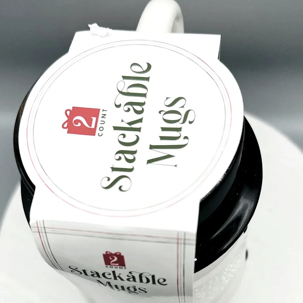 🆕 Target Stackable Snowman Mugs Set of 2 Ceramic Mugs, Christmas Holiday Decor
